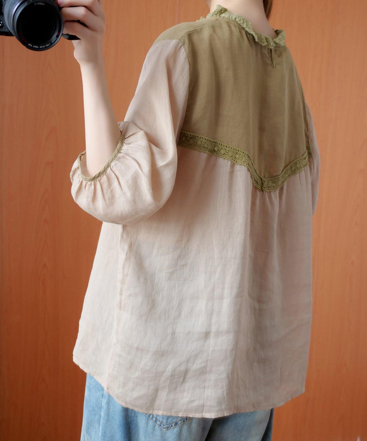 Handmade Peter Pan Collar Patchwork Lace Clothes for Nude Blouses
