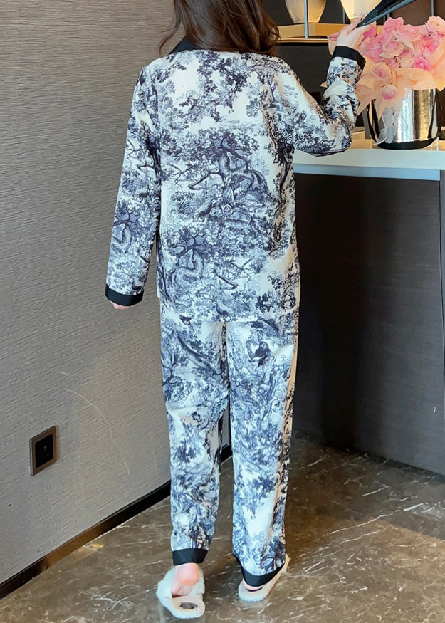 Handmade Photo Color Tie Dye Ice Silk Shirts and Pants Two Pieces Set Spring