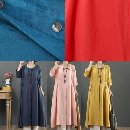 Handmade Pink Tunic Top O Neck Patchwork Maxi Spring Dresses