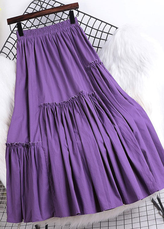 Handmade Purple Asymmetrical Ruffled Patchwork Chiffon a Line Skirts Summer