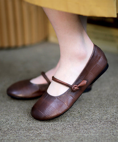 Handmade Retro Green Soft Flat Shoes for