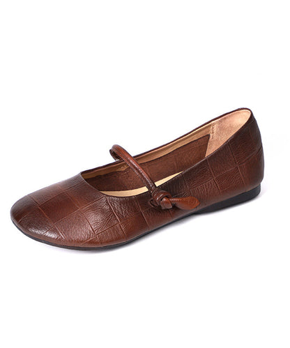 Handmade Retro Green Soft Flat Shoes for
