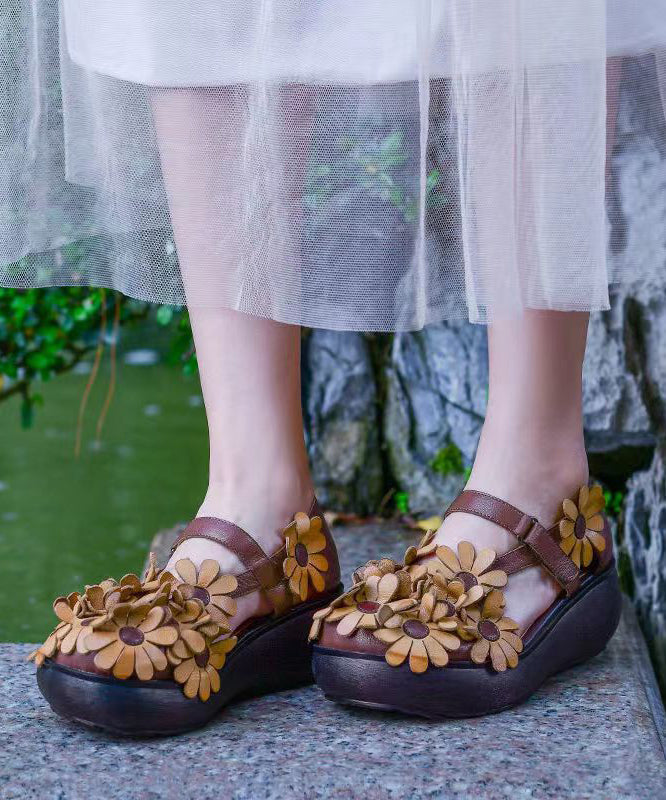 Handmade Retro Cowhide Leather Sandals Splicing