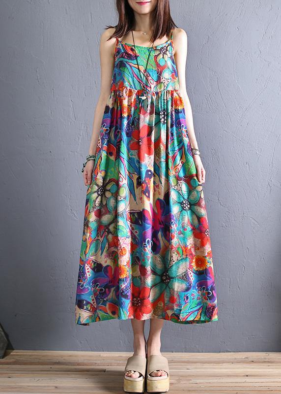 Handmade Spaghetti Strap Cotton Summer Clothes Design Loose Dresses