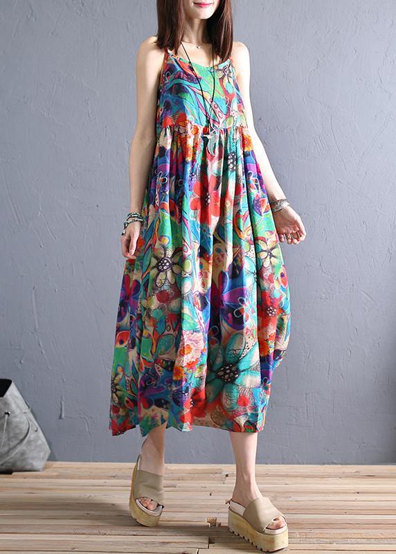 Handmade Spaghetti Strap Cotton Summer Clothes Design Loose Dresses