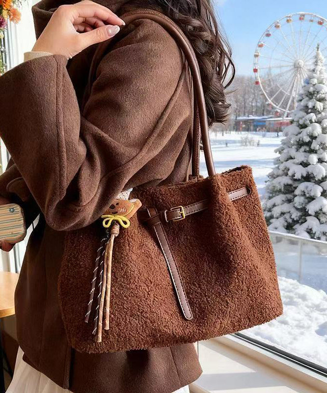 Handmade White Durable Pendant Wool Shoulder Bags