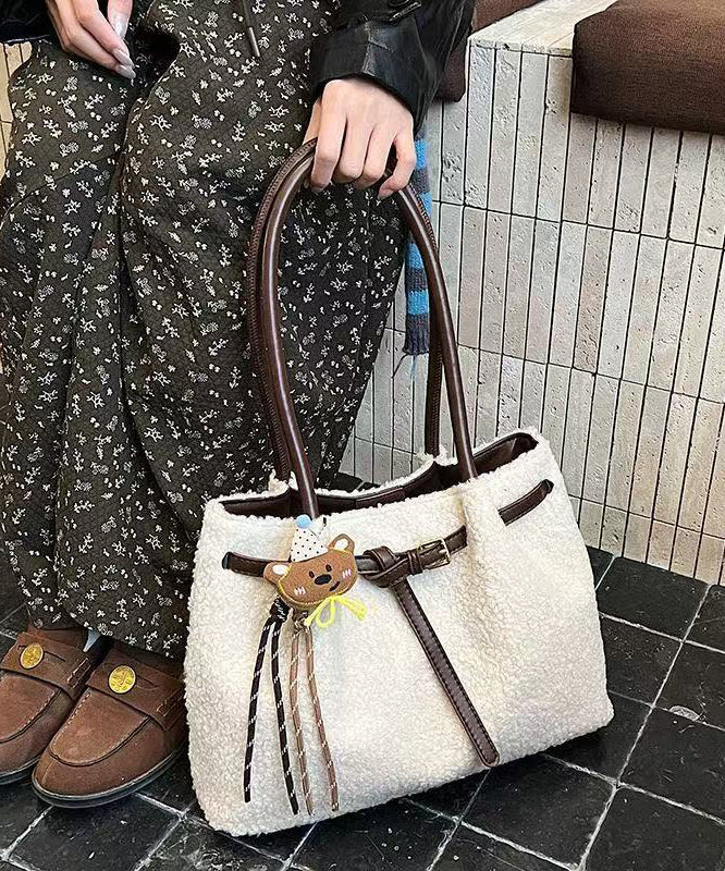 Handmade White Durable Pendant Wool Shoulder Bags