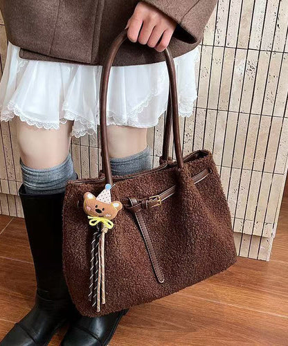 Handmade White Durable Pendant Wool Shoulder Bags