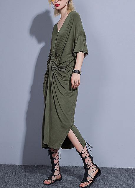 Handmade Arm Green Cotton Clothes for Two Ways to Wear Kaftan Summer Dress