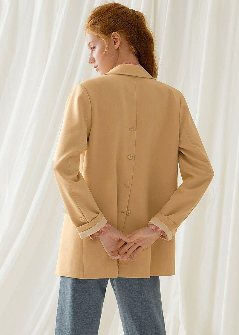 Handmade Back Open Cotton Clothes for Pattern Light Yellow Coat Fall
