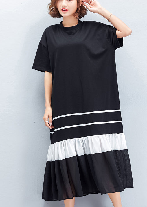 Handmade Black Cotton Wardrobes Photography Patchwork Cinched Shift Summer Dresses