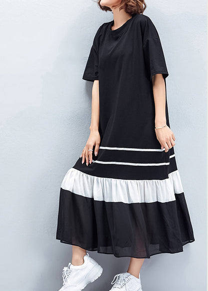 Handmade Black Cotton Wardrobes Photography Patchwork Cinched Shift Summer Dresses