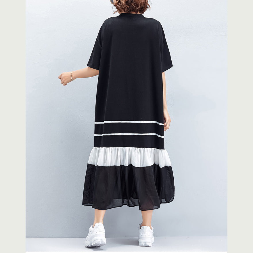 Handmade Black Cotton Wardrobes Photography Patchwork Cinched Shift Summer Dresses