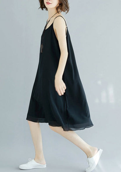 Handmade Black Chiffon Clothes for Spaghetti Strap Maxi Summer Dress