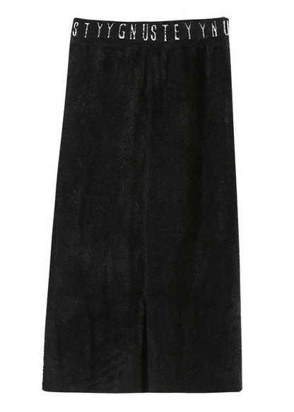 Handmade Black Quilting Dresses Alphabet Elastic Waist Dress