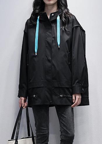 Handmade Black Tunics for Design Hooded Letter Coats