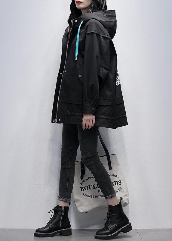 Handmade Black Tunics for Design Hooded Letter Coats