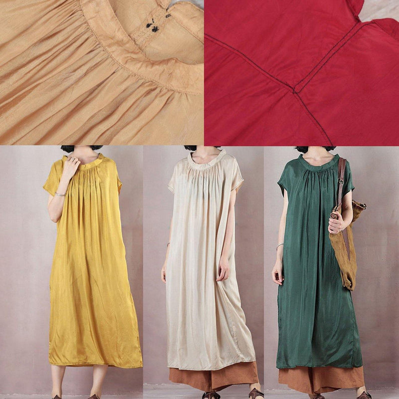 Handmade Blackish Green Cotton Wardrobes Cinched Art Summer Dress