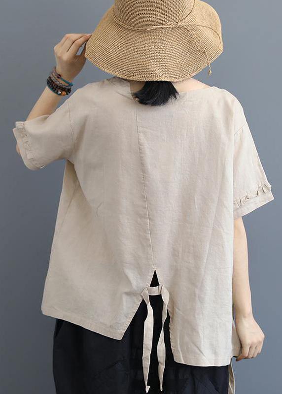 Handmade Cotton Clothes Fine Single Big Pocket Lacing Color T-shirt