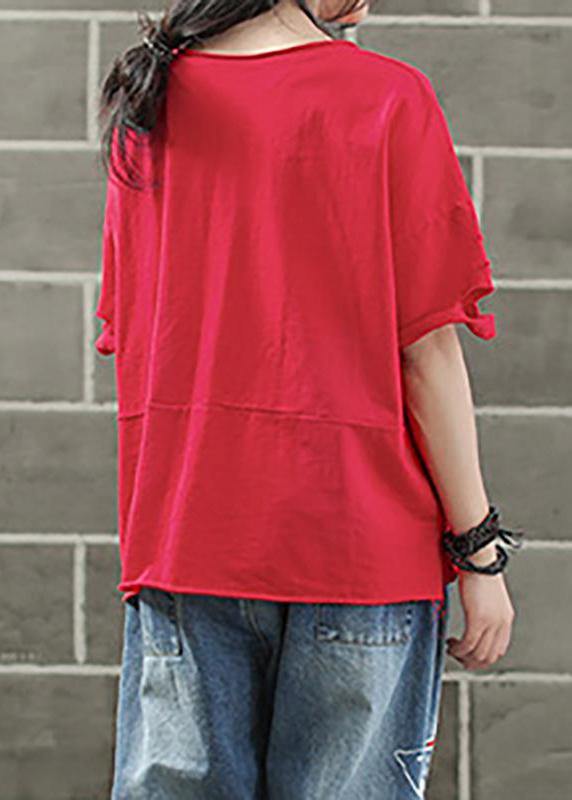 Handmade Cotton Shirts Ripped Hole Embroidery Irregular T-shirt