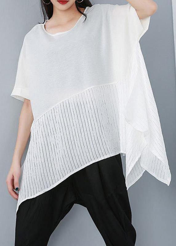Handmade Cotton Shirts Stylish Summer Patchwork Batwing Sleeve Blouse