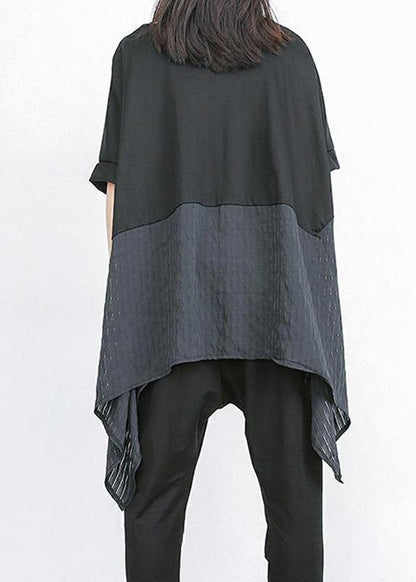 Handmade Cotton Shirts Stylish Summer Patchwork Batwing Sleeve Blouse