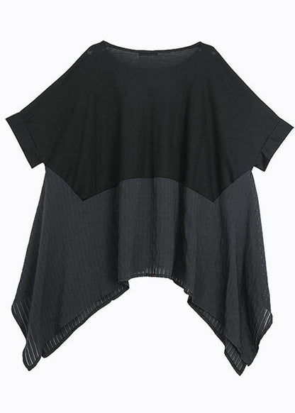 Handmade Cotton Shirts Stylish Summer Patchwork Batwing Sleeve Blouse