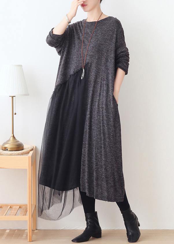 Handmade Gray Patchwork Tulle Clothes for O Neck Dresses