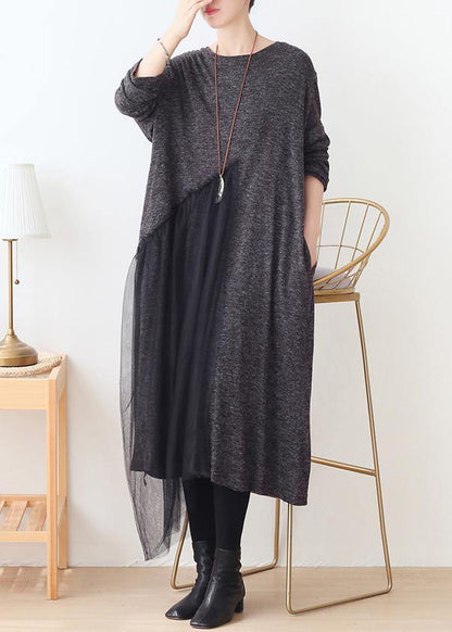 Handmade Gray Patchwork Tulle Clothes for O Neck Dresses