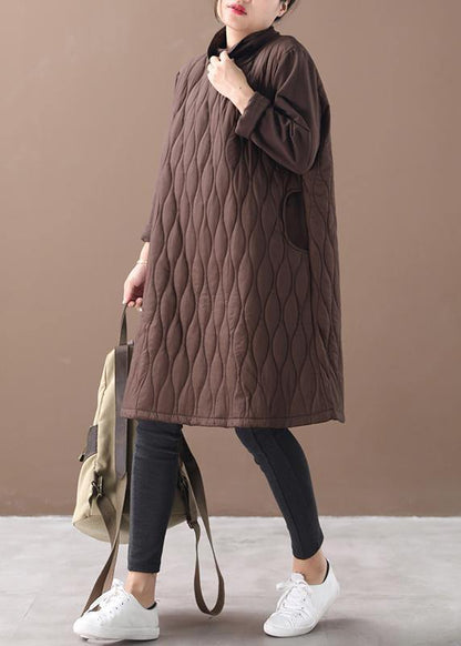 Handmade High Neck Pockets Spring Clothes Inspiration Chocolate Dresses