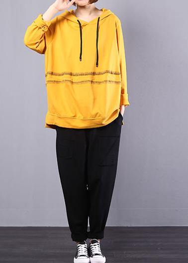 Handmade Hooded Cotton Clothes for Photography Yellow Tops Autumn