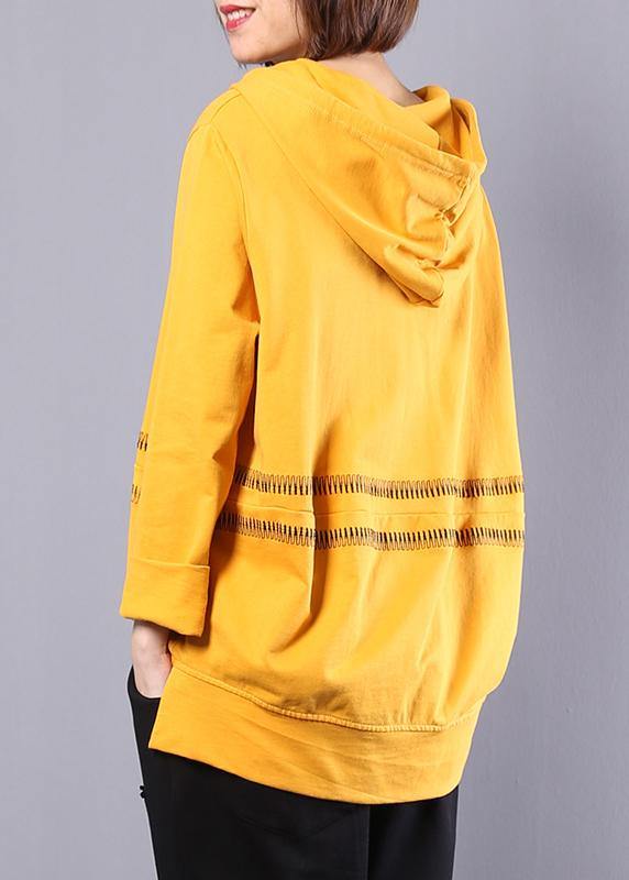 Handmade Hooded Cotton Clothes for Photography Yellow Tops Autumn