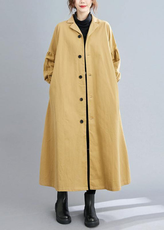 Handmade Khaki Coats Sleeve Lapel Button Down Coats