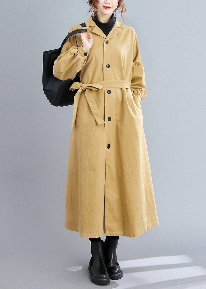Handmade Khaki Coats Sleeve Lapel Button Down Coats