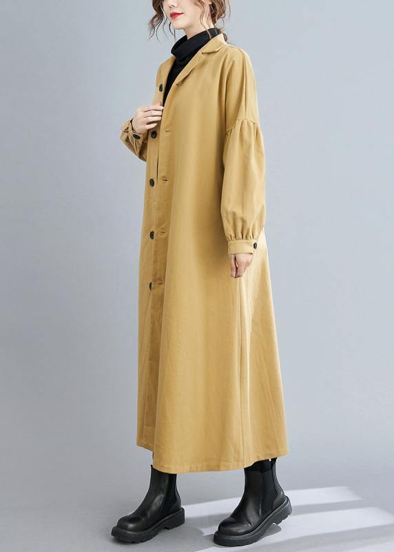 Handmade Khaki Coats Sleeve Lapel Button Down Coats