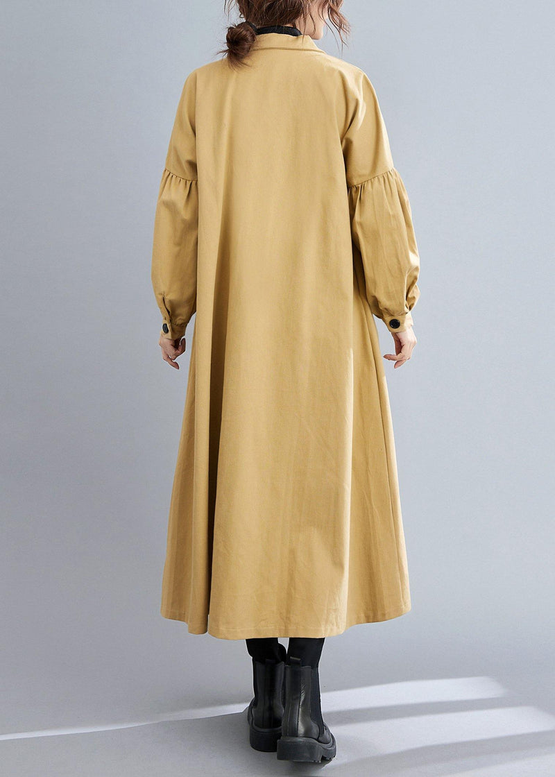 Handmade Khaki Coats Sleeve Lapel Button Down Coats