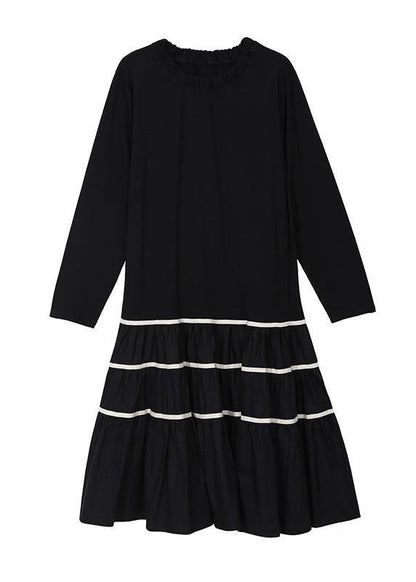 Handmade Khaki Cotton Clothes for Patchwork Loose Ruffles Dresses