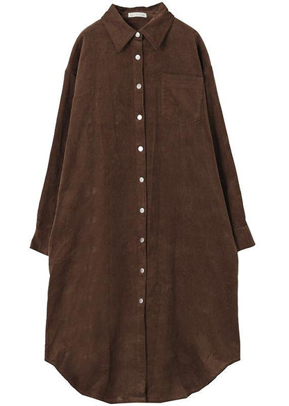 Handmade Lapel Button Down Trench Coat Chocolate Midi Coat
