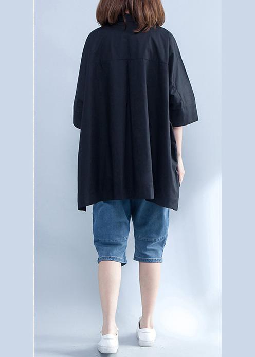 Handmade Lapel Cotton Tunic Ideas Black Box Blouses Summer