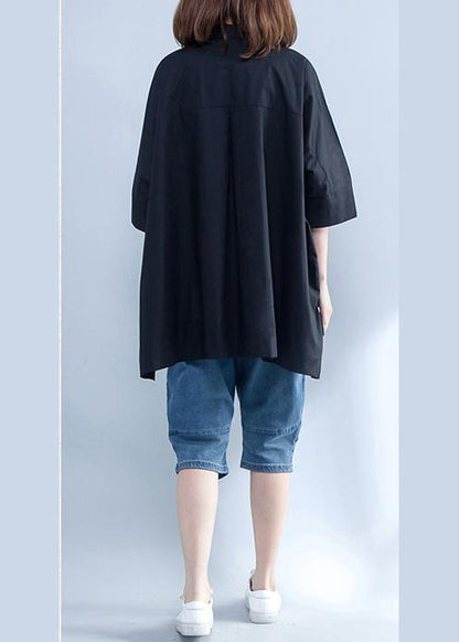 Handmade Lapel Cotton Tunic Ideas Black Box Blouses Summer