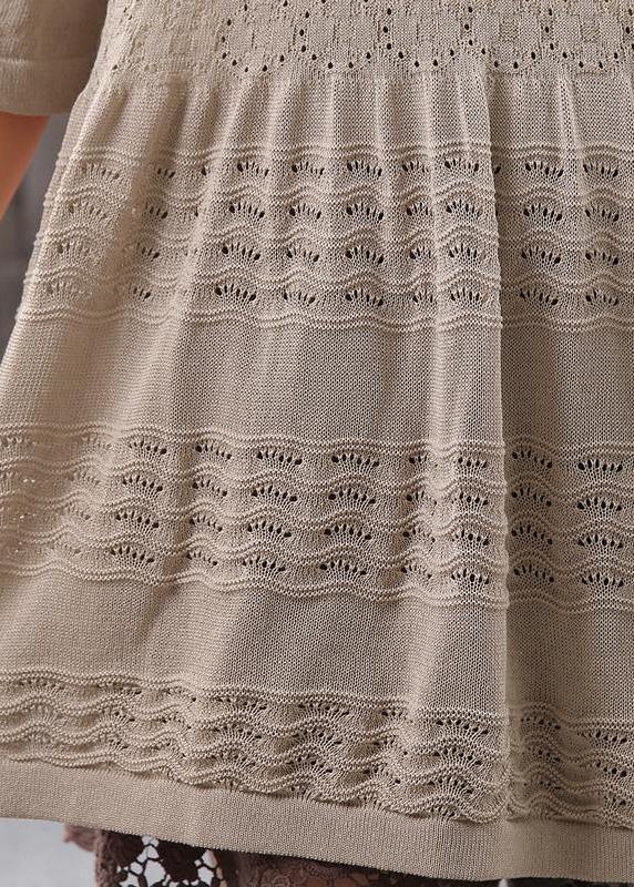 Handmade Linen Crane Tops Fitted Retro Half Sleeve Hollow Out Blouse