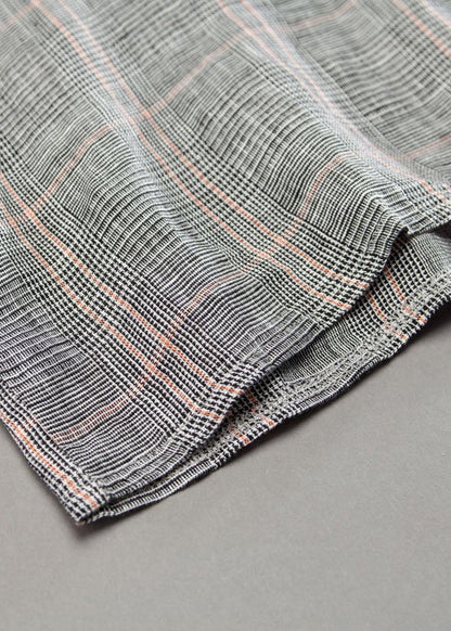 Handmade Linen Dresses 18th Century Dark Gray Linen Plaid Autumn Shirtdress