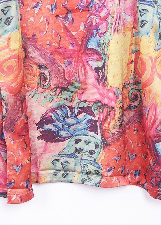 Handmade Orange Print Chiffon Robes Korea Wardrobes O Neck Maxi Fall Dresses