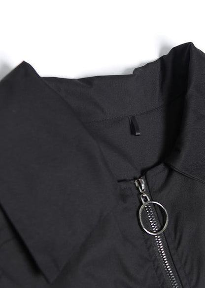 Handmade Sleeveless Asymmetric Cotton Tunics Shape Black Lapel Cotton Dress
