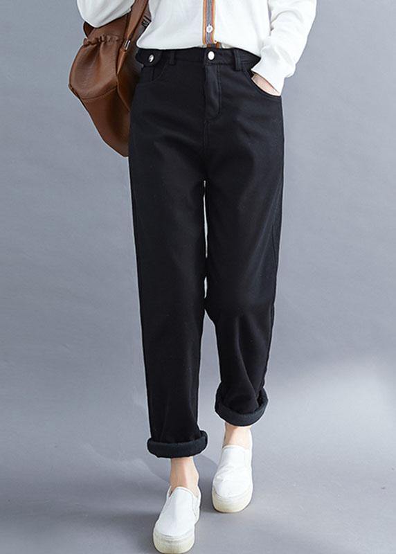 Handmade Spring Wild Trousers Oversize Black Gifts Pockets Pants