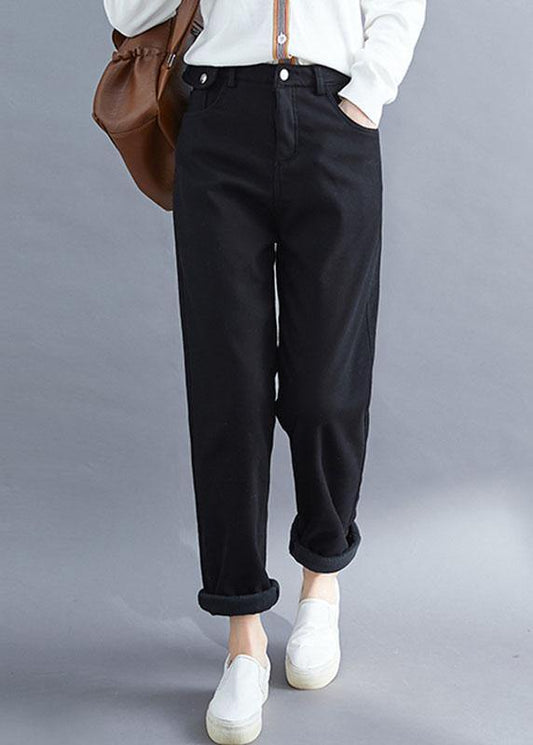 Handmade Spring Wild Trousers Oversize Black Gifts Pockets Pants