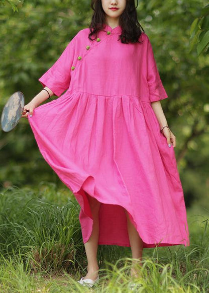Handmade Stand Collar Cinched Cotton Dresses Tutorials Rose Cotton Dresses