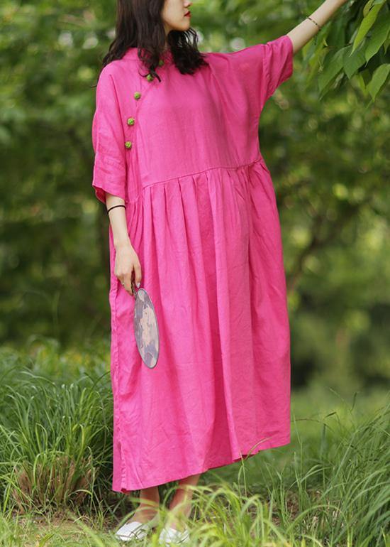 Handmade Stand Collar Cinched Cotton Dresses Tutorials Rose Cotton Dresses