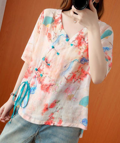 Handmade V Neck Half Sleeve Summer Tops Shirts
