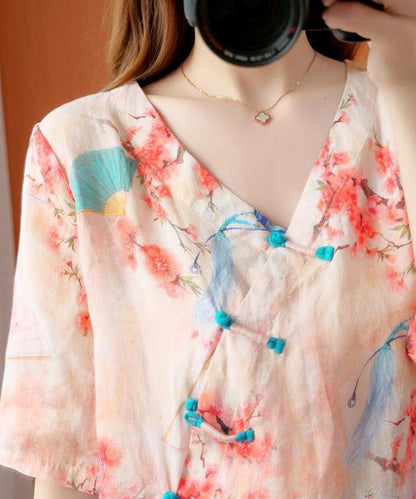 Handmade V Neck Half Sleeve Summer Tops Shirts